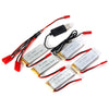 Battery Charging Set 5 x 3.7V 750mAh 30C Battery + 2 to 5 Cable + USB Cable for JJRC H12C H12W H12W - A Quadcopter KH12C - 001