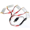 Battery Charging Set 5 x 3.7V 750mAh 30C Battery + 2 to 5 Cable + USB Cable for JJRC H12C H12W H12W - A Quadcopter KH12C - 001