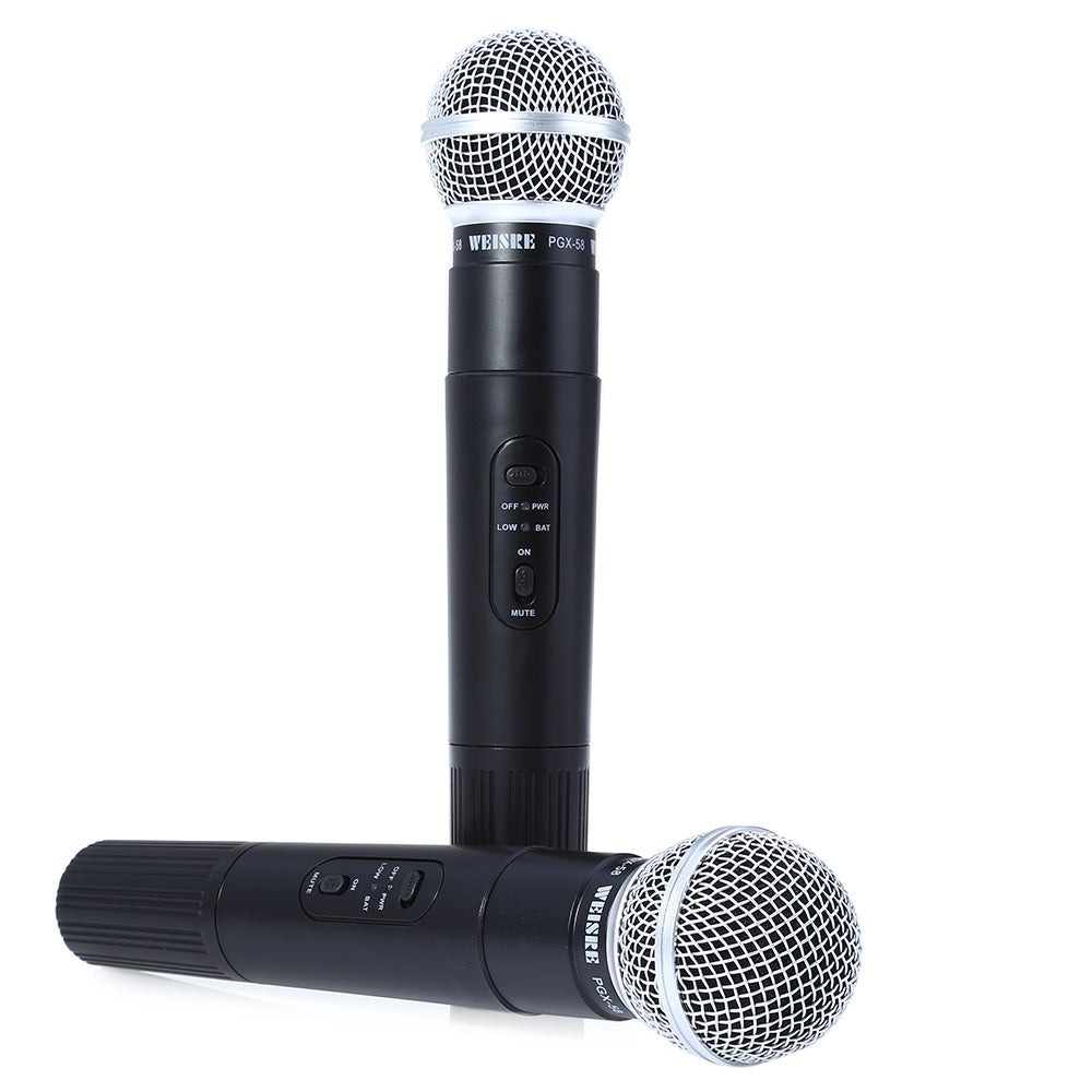 WEISRE PGX58 VHF Dual Wireless Microphone with Receiver for Karaoke