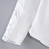 V-Neck Long Sleeve Lacework Spliced Button Design Women T-Shirt