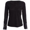V-Neck Long Sleeve Lacework Spliced Button Design Women T-Shirt