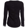 V-Neck Long Sleeve Lacework Spliced Button Design Women T-Shirt
