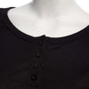 V-Neck Long Sleeve Lacework Spliced Button Design Women T-Shirt