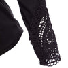 V-Neck Long Sleeve Lacework Spliced Button Design Women T-Shirt