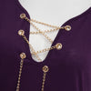 Sexy V-Neck Long Sleeve Chain Design Women T-Shirt