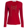 Sexy V-Neck Long Sleeve Chain Design Women T-Shirt