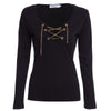 Sexy V-Neck Long Sleeve Chain Design Women T-Shirt