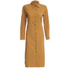 Turn Down Collar Long Sleeve Solid Color Women Shirt Dress