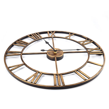 18.5 Inch Oversized 3D Iron Decorative Wall Clock Retro Roman Numerals Design