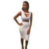 Sexy U-Neck Sleeveless Hollow Out Skinny Club Dress for Women