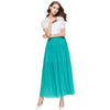 Fresh Style Elastic Waist Pleated Chiffon Women Ankle Skirt