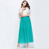 Fresh Style Elastic Waist Pleated Chiffon Women Ankle Skirt