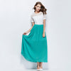 Fresh Style Elastic Waist Pleated Chiffon Women Ankle Skirt