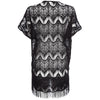 Sexy V-Neck Half Sleeve Lace Fringed See-Through Blouse for Women