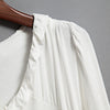 Sexy Plunging Neck Long Sleeve Ruffled Slimming Solid Color T-Shirt for Women