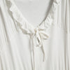 Sexy Plunging Neck Long Sleeve Ruffled Slimming Solid Color T-Shirt for Women