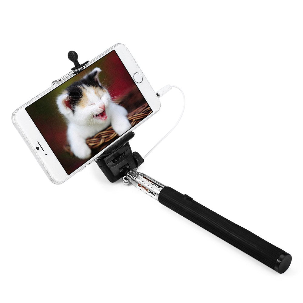 Z07 - 5S 3.5mm USB Cable Connection Extendable Self Portrait Selfie Handhold Stick Monopod with Adjustable Holder