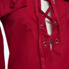 Sexy Plunging Neck Long Sleeve Lace Up Pure Color Shirt for Ladies