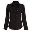 Sexy Plunging Neck Long Sleeve Lace Up Pure Color Shirt for Ladies