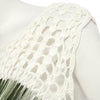 Stylish Round Collar Sleeveless Floral Knitted Hollow Out Blouse for Women