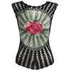Stylish Round Collar Sleeveless Floral Knitted Hollow Out Blouse for Women