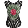 Stylish Round Collar Sleeveless Floral Knitted Hollow Out Blouse for Women