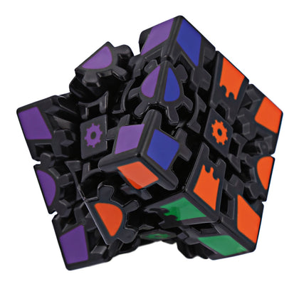 3D Gear Magic Cube 3 x 3 x 3 Black Base Colorful Brain Teaser Educational Toy