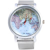 JUBAOLI 1096 Women Quart Watch Map Decoration Big Round Dial Steel Net Band