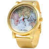 JUBAOLI 1096 Women Quart Watch Map Decoration Big Round Dial Steel Net Band