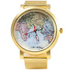 JUBAOLI 1096 Women Quart Watch Map Decoration Big Round Dial Steel Net Band