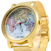 JUBAOLI 1096 Women Quart Watch Map Decoration Big Round Dial Steel Net Band