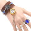 JUBAOLI 1093 Leather Band Diamond Female Quartz Watch with Ring