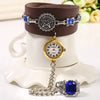 JUBAOLI 1093 Leather Band Diamond Female Quartz Watch with Ring