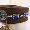 JUBAOLI 1093 Leather Band Diamond Female Quartz Watch with Ring