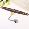 JUBAOLI 1093 Leather Band Diamond Female Quartz Watch with Ring