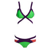 Sexy Spaghetti Push Up Color Block Low Waist Two Piece Swimwear for Women
