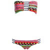 Sexy Printed Tube Top + Low Waist Cotton Blend Briefs Two Piece Bikini Set for Women