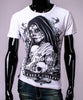 3D Tattoo Girl and Skull Print Round Neck Short Sleeve T-Shirt For Men