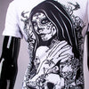 3D Tattoo Girl and Skull Print Round Neck Short Sleeve T-Shirt For Men