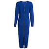 Simple Round Collar Long SLeeve Zipper Design Skinny Midi Dress for Women