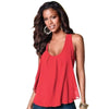 Casual Scoop Neck Sleeveless Patchwork Loose Chiffon Vest for Women