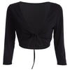 Casual Plunging Neck Three Quarter Sleeve Bandage Solid Color T-shirt for Women
