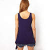 Casual Round Neck Sleeveless Asymmetric Pattern Print Loose Vest for Women