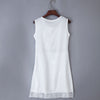 Refreshing Style Scoop Collar Sleeveless Lace Spliced A-Line Mini Dress for Women