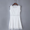 Refreshing Style Scoop Collar Sleeveless Lace Spliced A-Line Mini Dress for Women