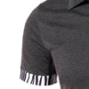 Zebra-Stripe Spliced Turn-down Collar Short Sleeves T-Shirt For Men
