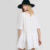 Fresh Style Scoop Collar Half Sleeve Lacework Design Loose-Fitting Beach Blouse for Women