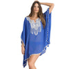 Chic V-Neck Batwing Sleeve Lacework Chiffon Beach Blouse for Women