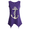 Casual Round Neck Sleeveless Asymmetric Pattern Print Loose Vest for Women