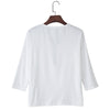 Brief Plunging Neck Three Quarter Sleeve Zipper Solid Color T-shirt for Women